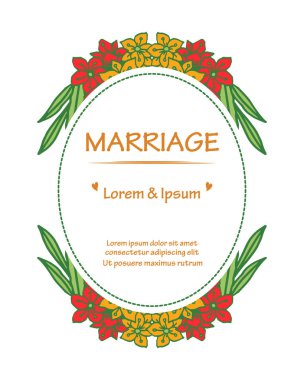 Evlilik soyut kart için renkli çelenk çerçeve çeşitli kalabalık. Vektör