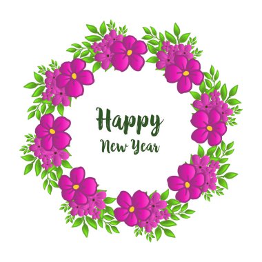 Güzellik mor çelenk çerçeve, tebrik kartı mutlu yeni yıl yazı için. Vektör