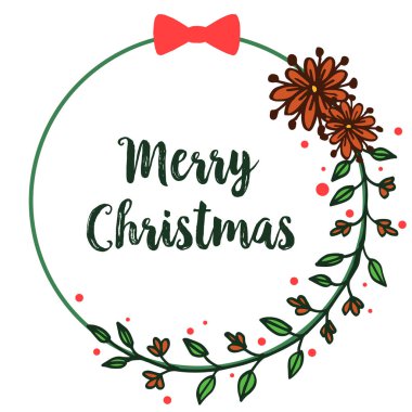 Renkli çelenk çerçeve tasarım sanatı ile arka plan metin neşeli noel. Vektör