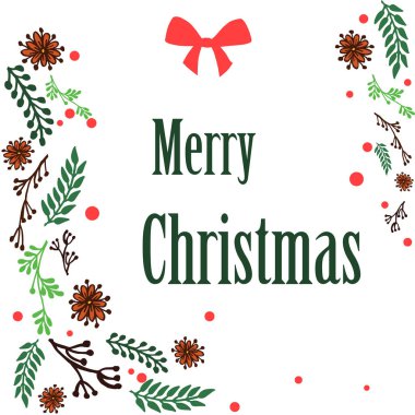 Beyaz arka plan üzerinde vintage renkli çiçek çerçevesi ile, neşeli noel handwritting. Vektör