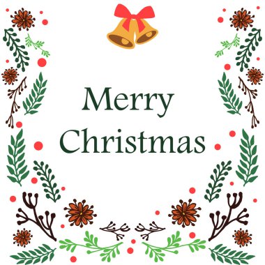 Soyut renkli çelenk çerçeve dokusu ile, noel mutlu yazı. Vektör