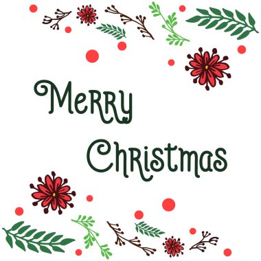 Tasarım kartı renkli çiçek çerçeve süsile mutlu noel. Vektör