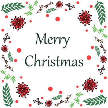 Renkli çelenk çerçeve sanat eserleri ile kart neşeli noel şablonu. Vektör