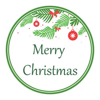 Yeşil yaprak çiçek çerçeve çizimi ile davet kartı merry christmas için beyaz arka plan. Vektör