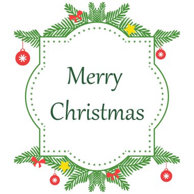 Yeşil yapraklı çiçek çerçevesi grafik ile zarif neşeli noel arka plan. Vektör