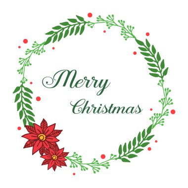 Gerçekçi yeşil yapraklı çelenk çerçeve, güzel kart neşeli noel arka plan ile. Vektör