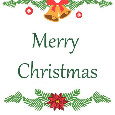 Gerçekçi yeşil yapraklı çelenk çerçeve, güzel kart neşeli noel arka plan ile. Vektör