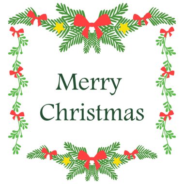Kart neşeli noel süslü için soyut yeşil yapraklı çiçek çerçeve Sanatı. Vektör