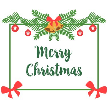 Kart neşeli noel süslü için soyut yeşil yapraklı çiçek çerçeve Sanatı. Vektör