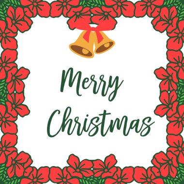 Mutlu Noel kart unsuru için kırmızı çiçek çerçeve kalabalık. Vektör