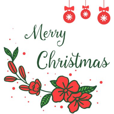 Poster merry Christmas için tasarım kırmızı çiçek ile çerçeve çeşitli şekil deseni. Vektör