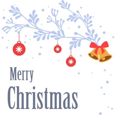 Şekil mavi yaprak çiçek çerçeve zarif ile tebrik kartı merry Christmas için tasarım. Vektör