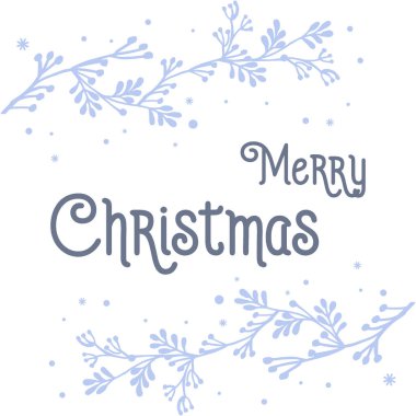 Şekil mavi yaprak çiçek çerçeve zarif ile tebrik kartı merry Christmas için tasarım. Vektör