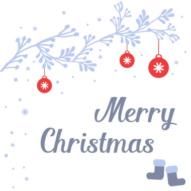 Desen sanat mavi yaprak çelenk çerçeve ile neşeli noel grafik kartı. Vektör