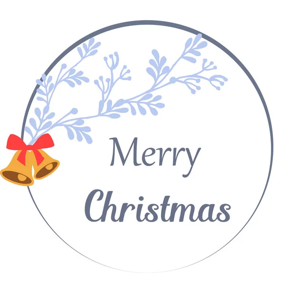 圣诞快乐的图形卡，图案艺术蓝叶花环框架。向量 — 图库矢量图片