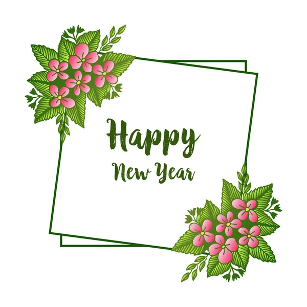 Предпосылки / контекст happy new year with decorative of elegant green leafy flower frame. Вектор — стоковый вектор