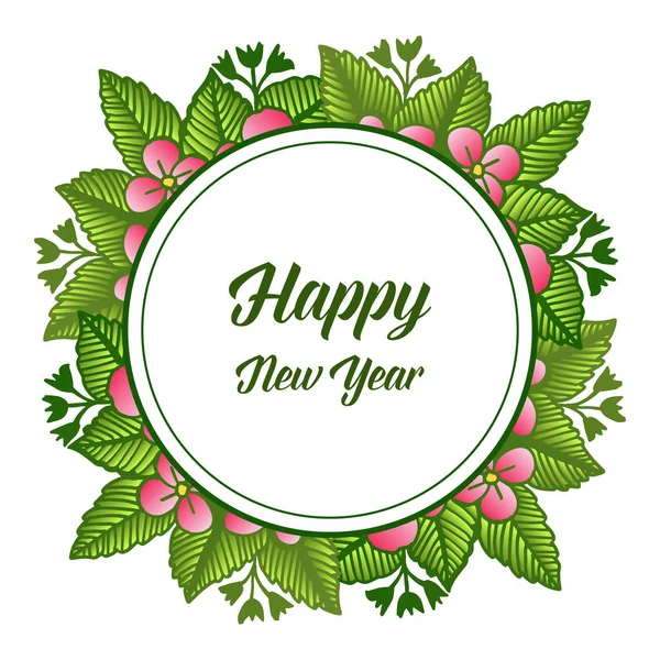 Предпосылки / контекст happy new year with decorative of elegant green leafy flower frame. Вектор — стоковый вектор
