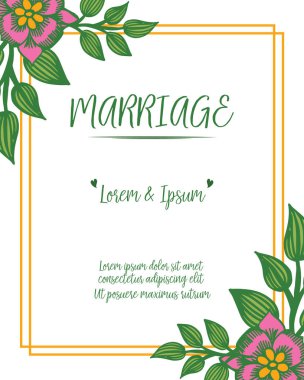 Soyut renkli çiçek çerçeve sanatı ile çeşitli renklerde el yazısı evlilik. Vektör
