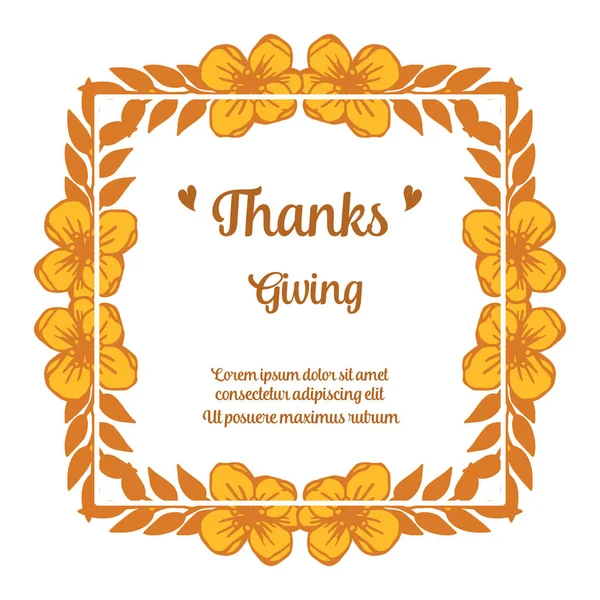 Design card thanksgiving with elegant leaf flower frame. Vector — Stock Vector