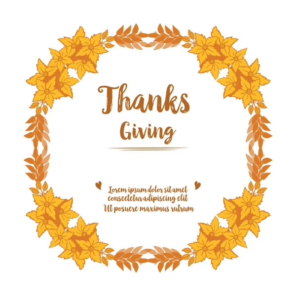 Концепция для постера День благодарения, со стилем листовой цветочной рамы. Вектор — стоковый вектор