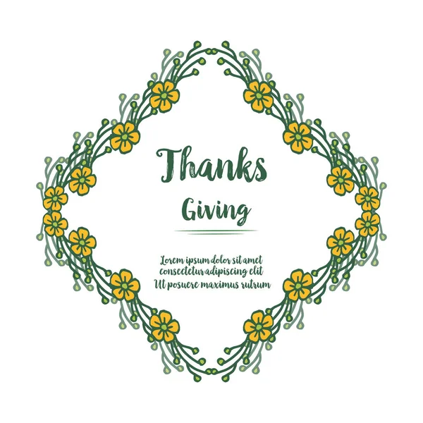 Tarjeta de marco de varias formas de acción de gracias, con un estilo elegante de flor de hoja verde. Vector — Vector de stock
