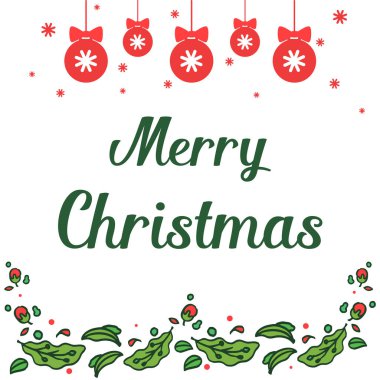 Yaratıcı yeşil yeşillik çiçek çerçeve, kart neşeli noel yazı tasarımı için. Vektör