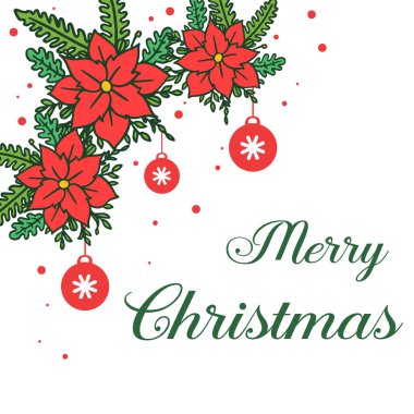 Neşeli Noel modern tebrik kartı için parlak kırmızı çelenk çerçeve güzellik. Vektör