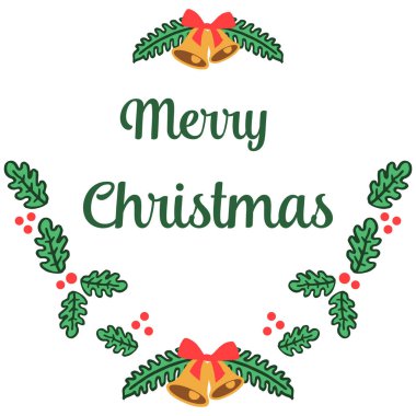 Beyaz arka plan üzerinde tasarım tebrik kartı neşeli noel ler için zarif yaprak çiçek çerçeve. Vektör