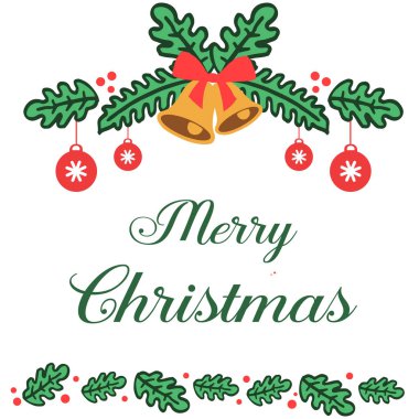 Beyaz arka plan üzerinde tasarım tebrik kartı neşeli noel ler için zarif yaprak çiçek çerçeve. Vektör