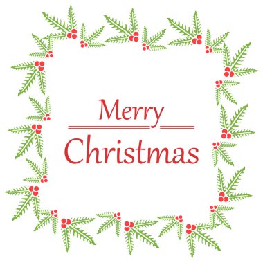 Duvar kağıdı benzersiz yaprak çiçek çerçeve ile, neşeli noel yazı tebrik kartı. Vektör