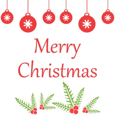 Metin tasarımı neşeli noel, yeşil yapraklı çiçek çerçeve güzelliği ile. Vektör