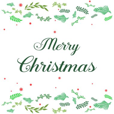 Tebrik kartı veya davet neşeli noel, yeşil yaprak çiçek çerçeve tasarım elemanı ile. Vektör