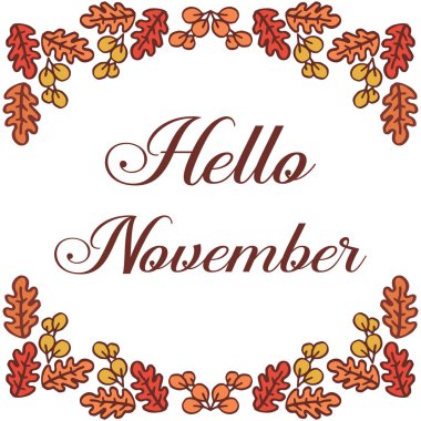 Doku güzelliği çerçeve bırakır, tebrik kartı merhaba kasım için. Vektör