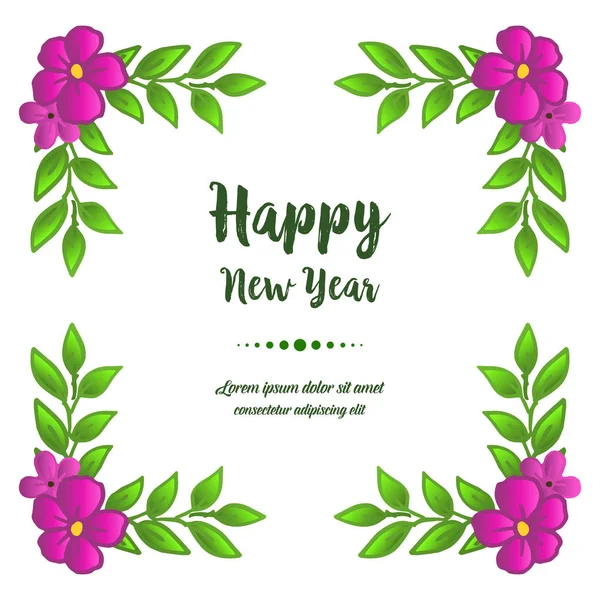 Frame flower purple on white background, for invitation card happy new year hand drawn. Vector