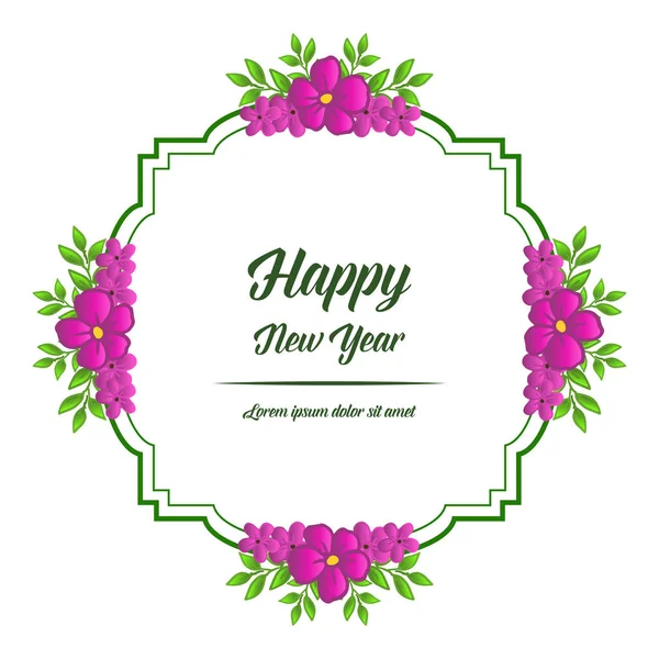 Frame flower purple on white background, for invitation card happy new year hand drawn. Vector