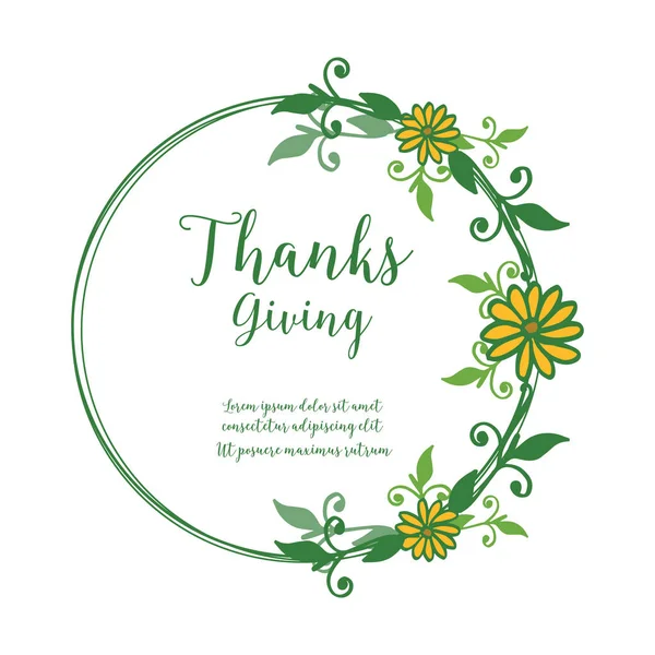 Wenskaart Thanksgiving, met stijl van groene blad bloem frame. Vector — Stockvector