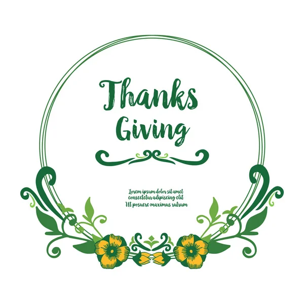 Sjabloon van Thanksgiving, kunst van groene blad bloem frame achtergrond. Vector — Stockvector