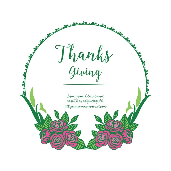 Handgeschreven uitnodigingskaart van Thanksgiving, schoonheid kunst van paarse bloem frame. Vector — Stockvector