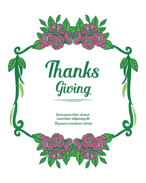 Belettering uitnodigingskaart van Thanksgiving, met patroon behang van paarse bloem frame. Vector — Stockvector