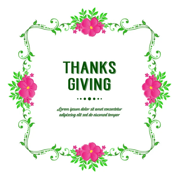 Poster van Thanksgiving, vintage roze bloem frame. Vector — Stockvector