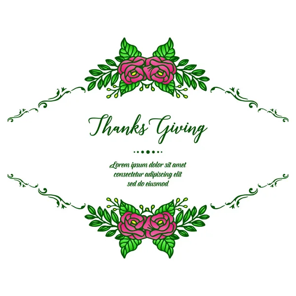 Uitnodigingskaart van Thanksgiving, decor moderne Rose bloem frame. Vector — Stockvector