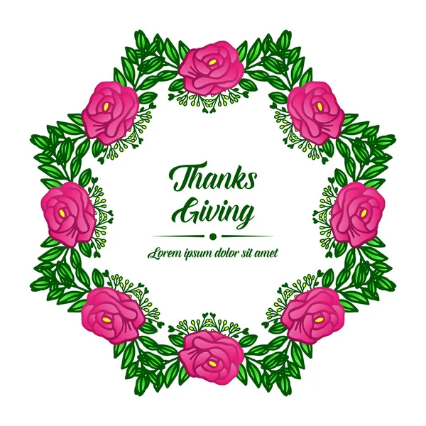 模板海报感恩节，可爱的粉红色玫瑰花环框架。向量 — 图库矢量图片