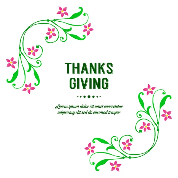 Tekst decoratie van Thanksgiving, met schattige mooie groene blad bloem frame. Vector — Stockvector