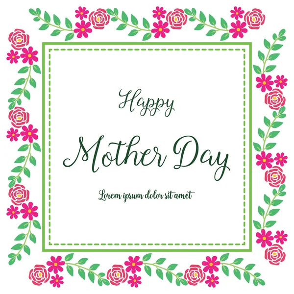 Lettrage de la fête des mères avec cadre élégant rose fleur. Vecteur — Image vectorielle