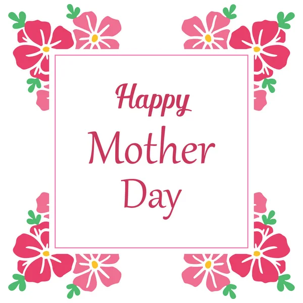 Modèle de beauté de cadre de fleur rose, pour le lettrage carte de vœux de la fête des mères. Vecteur — Image vectorielle