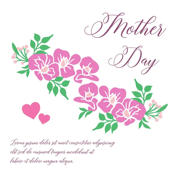 Decoration template of card mother day, with vintage beautiful purple flower frame. Vector — Stock Vector