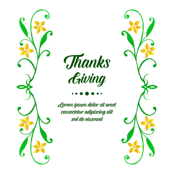 Tekst van de kaart Thanksgiving, met stijl van elegante gele bloem frame. Vector — Stockvector
