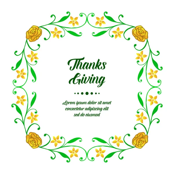 Banner of poster voor Thanksgiving, met sierlijke van gele bloem frame. Vector — Stockvector