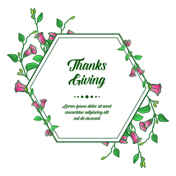 Perfect voor uitnodigingskaart van Thanksgiving, met ontwerp patroon van paarse bloem frame. Vector — Stockvector