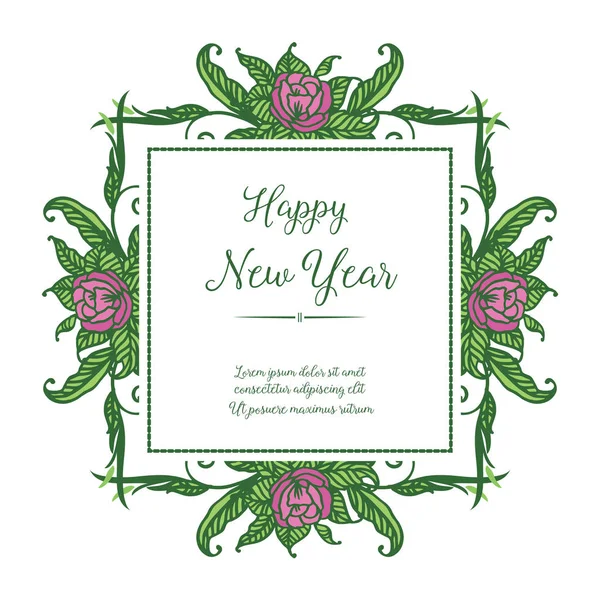 Elegant pink rose flower frame background, for decoration of invitation card happy new year. Vector — Stock Vector
